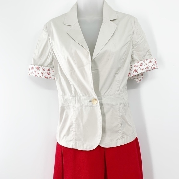 OFUON Cotton single button flowered cuffs Blouse Size 40 - Picture 2 of 7